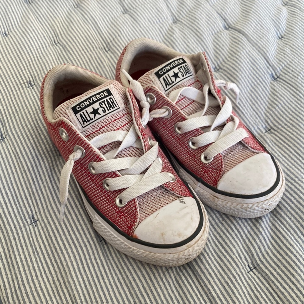 Converse Red and White Slip On Tennis Shoes